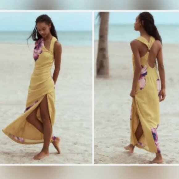 Brand New By Anthropologie Asymmetrical Linen Maxi Dress - Picture 1 of 8